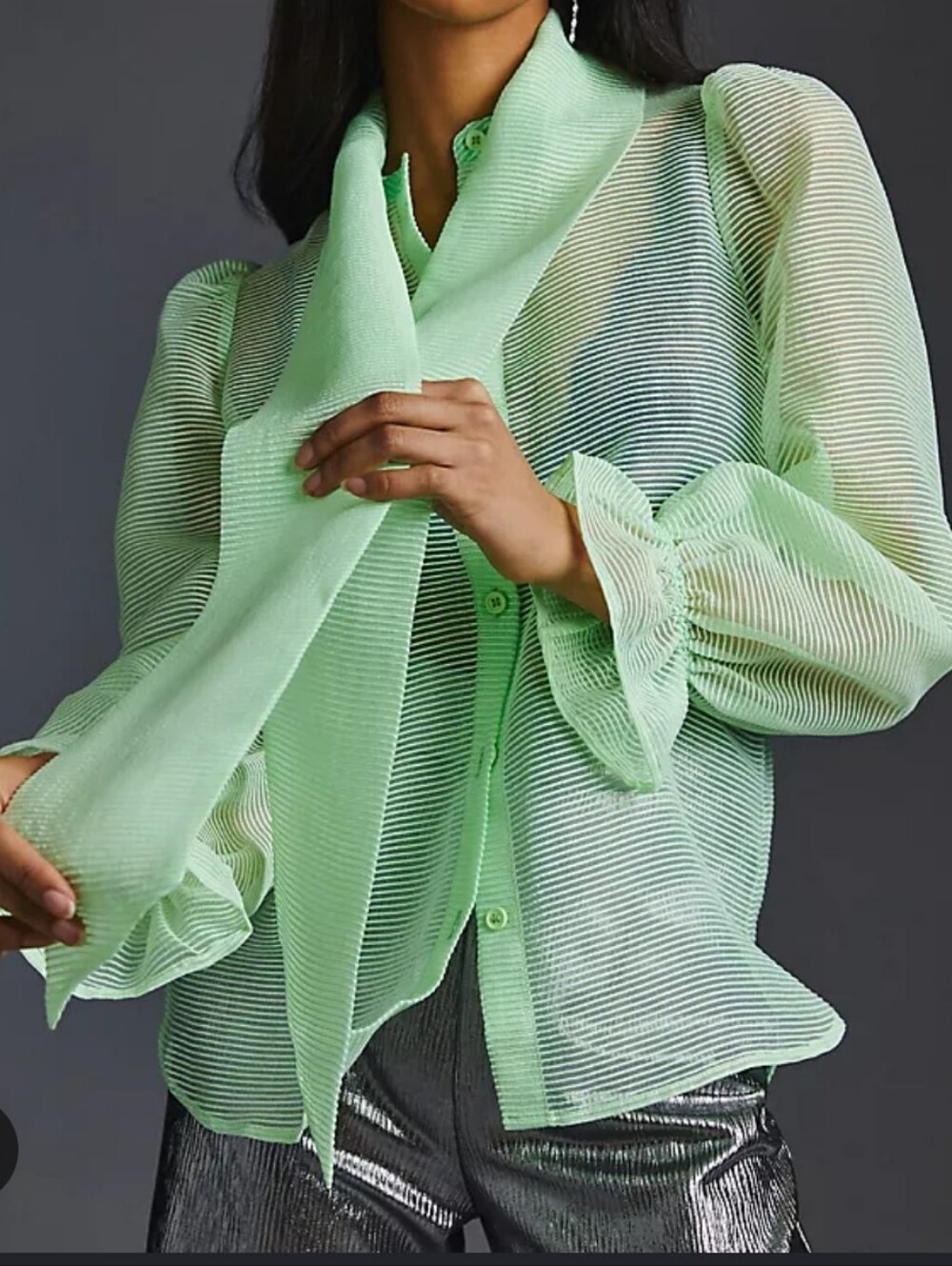 Stella Nova Neon Green Erina Sheer Blouse Womens Size 36